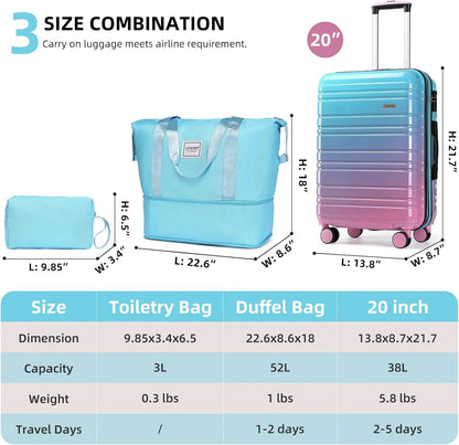 6-piece Luggage Set, Expandable Hardshell Suitcase Set With Spinner Wheels, Lightweight Rolling Luggage Set