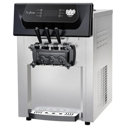 2200W Commercial Ice Cream Machine, 3 Flavor Soft Serve Ice Cream Machine, 5.3-7.4 Gal/Hr, With LCD Touch Screen, Automatic Cleaning