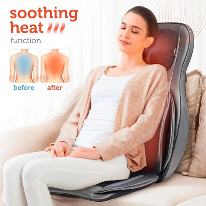 Comfier Massager Chair With Heat Shiatsu Neck Back Massager Portable With Compress And Rolling Massage Chair Pad For Full Back Neck And