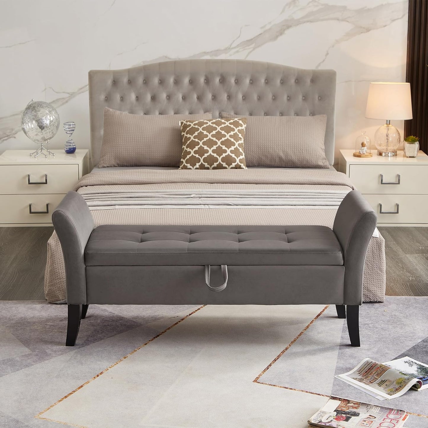 Furniliving Modern Storage Ottoman Bench