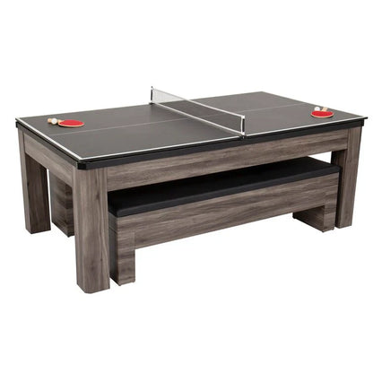 7' 3-in-1 Combination Table Includes Billiards, Table Tennis, And Dining Table