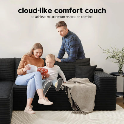 107.5 In. Cloud Modular Sectional Sofa Couch With L-Shape Chaise, Modern Minimalist Upholstered Couches For Living Room Bedroom