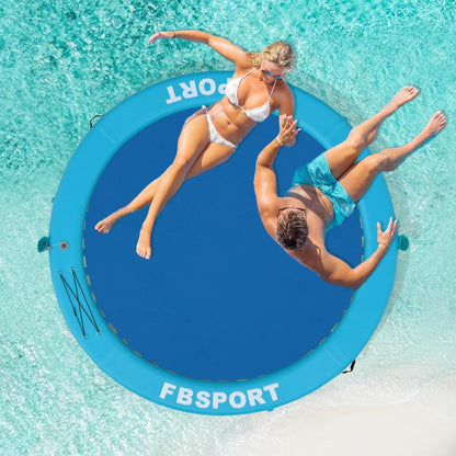 Inflatable Dock Floating Platform 8 Ft. Inflatable Water Hammock Floating Deck For Lake With Cupholder Round Floating Ring Float Ring Pool Float